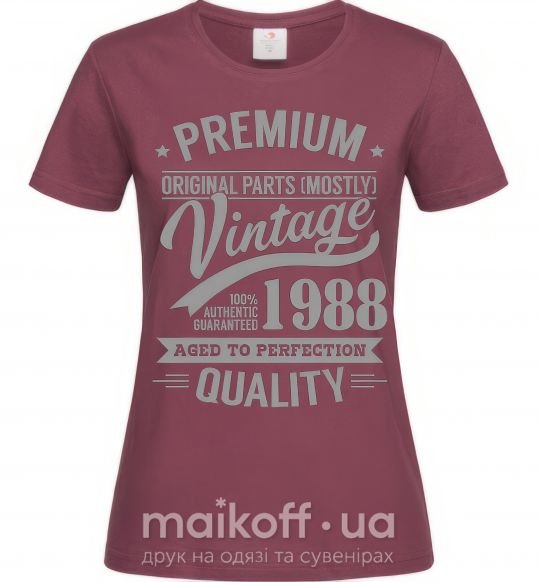 Жіноча футболка Premium vintage 1988 Бордовий фото
