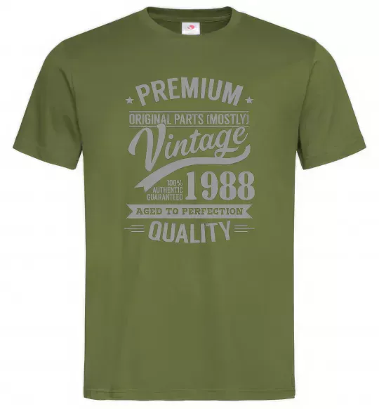 Мужская футболка Premium vintage 1988 Оливковый фото