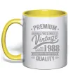 Чашка с цветной ручкой Premium vintage 1988 Солнечно желтый фото