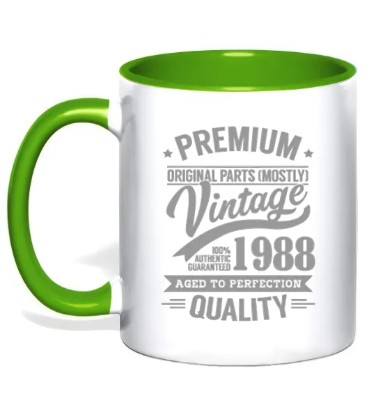 Чашка с цветной ручкой Premium vintage 1988 Лаймовый фото