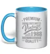 Чашка с цветной ручкой Premium vintage 1988 Голубой фото