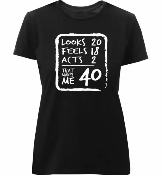 Женская премиум футболка That makes me 40 Черный фото