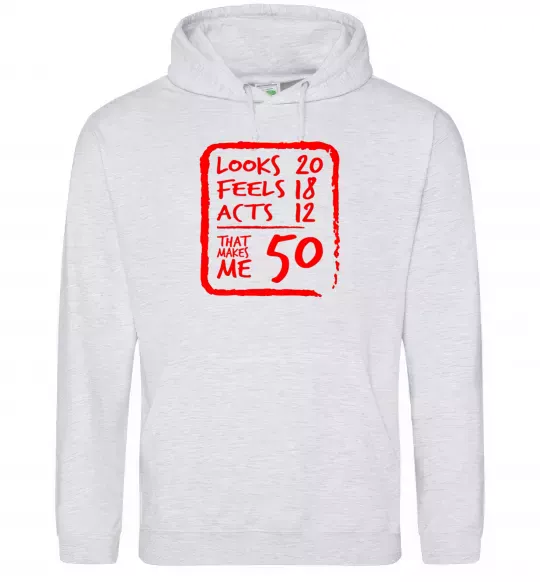 Женская толстовка (худи) That makes me 50 Серый меланж фото