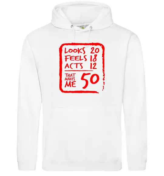 Мужская толстовка (худи) That makes me 50 Белый фото