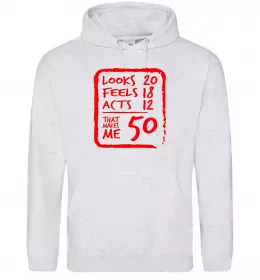 Мужская толстовка (худи) That makes me 50 Серый меланж фото