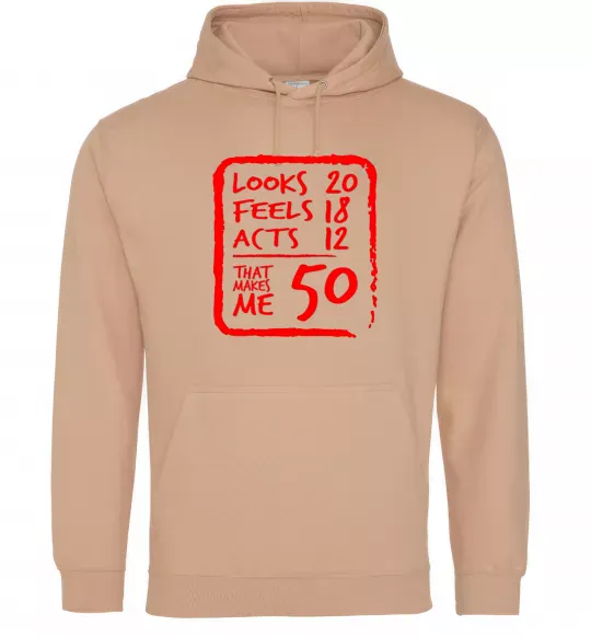 Мужская толстовка (худи) That makes me 50 Песочный фото