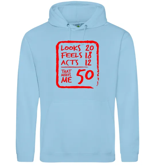 Чоловіча толстовка (худі) That makes me 50 Блакитний фото