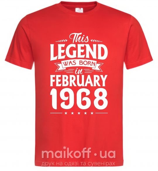 Мужская футболка This Legend was born in February 1968 Красный фото