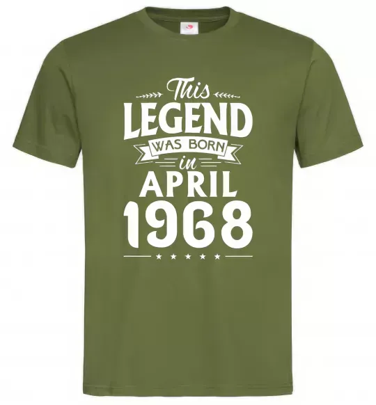 Чоловіча футболка This Legend was born in April 1968 Оливковий фото