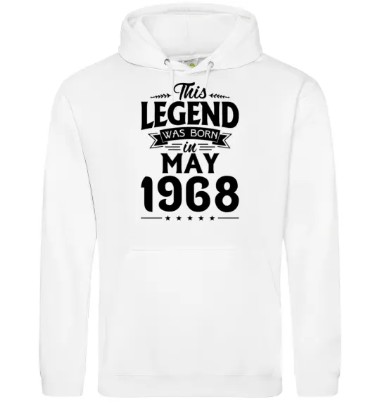 Мужская толстовка (худи) This Legend was born in May 1968 Белый фото