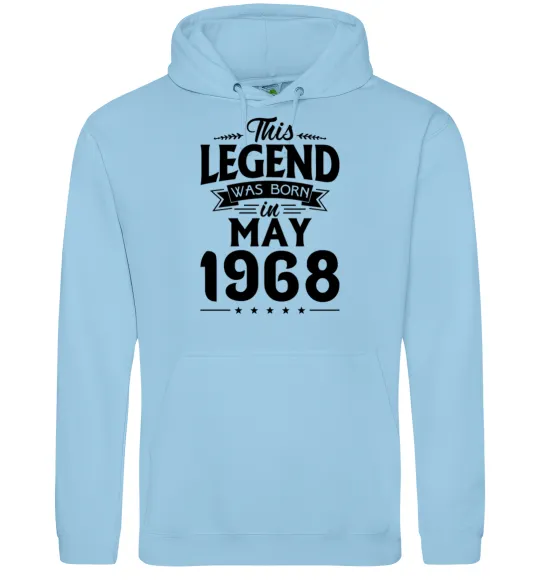 Мужская толстовка (худи) This Legend was born in May 1968 Голубой фото