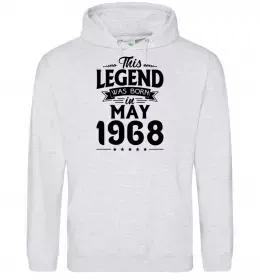 Женская толстовка (худи) This Legend was born in May 1968 Серый меланж фото