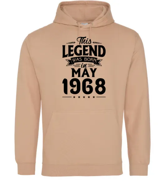 Женская толстовка (худи) This Legend was born in May 1968 Песочный фото