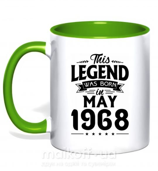 Чашка з кольоровою ручкою This Legend was born in May 1968 Зелений фото