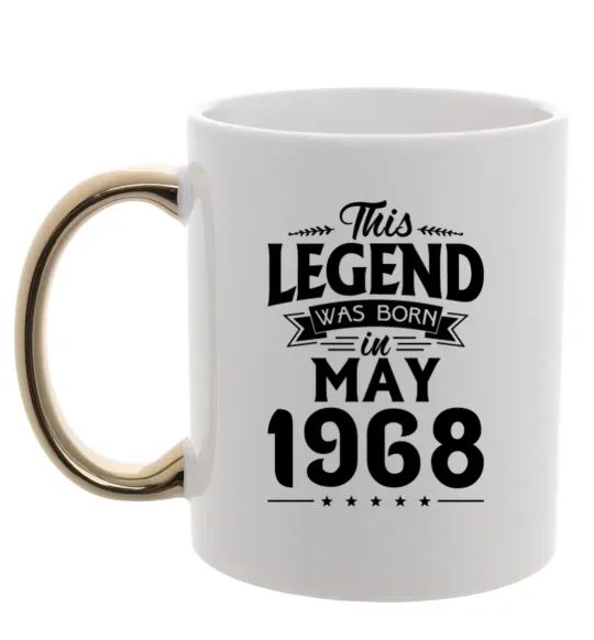 Чашка з кольоровою ручкою This Legend was born in May 1968 Золото фото