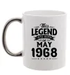 Чашка з кольоровою ручкою This Legend was born in May 1968 Срібло фото