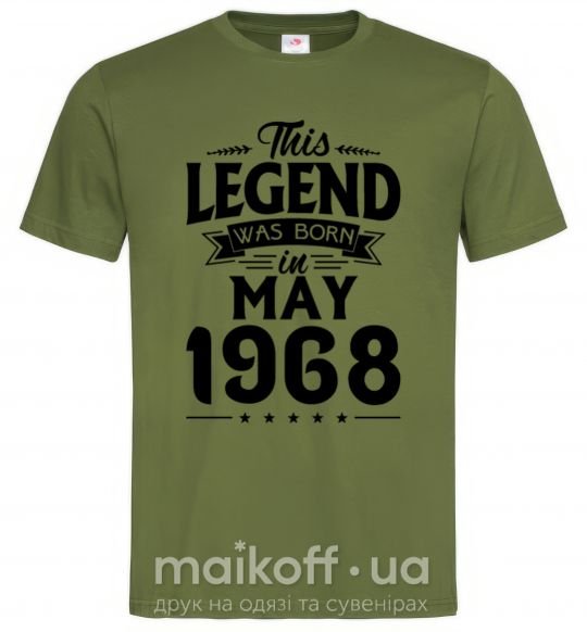 Мужская футболка This Legend was born in May 1968 Оливковый фото