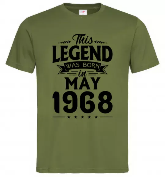 Чоловіча футболка This Legend was born in May 1968 Оливковий фото