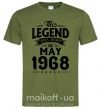 Мужская футболка This Legend was born in May 1968 Оливковый фото