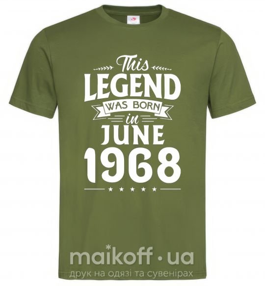 Мужская футболка This Legend was born in June 1968 Оливковый фото