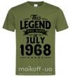 Мужская футболка This Legend was born in July 1968 Оливковый фото