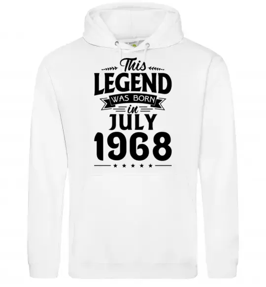 Мужская толстовка (худи) This Legend was born in July 1968 Белый фото