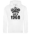 Мужская толстовка (худи) This Legend was born in July 1968 Белый фото