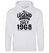 Мужская толстовка (худи) This Legend was born in July 1968 Серый меланж фото