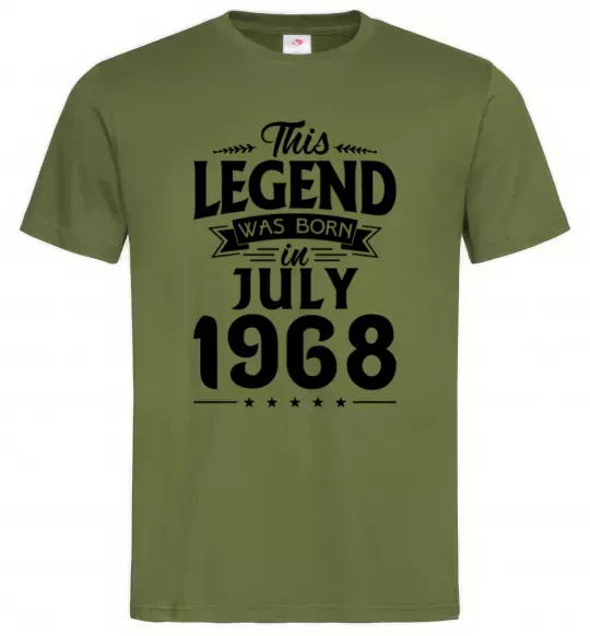 Чоловіча футболка This Legend was born in July 1968 Оливковий фото