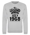 Свитшот This Legend was born in July 1968 Серый меланж фото