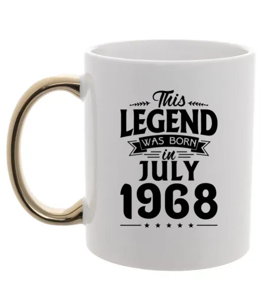 Чашка з кольоровою ручкою This Legend was born in July 1968 Золото фото