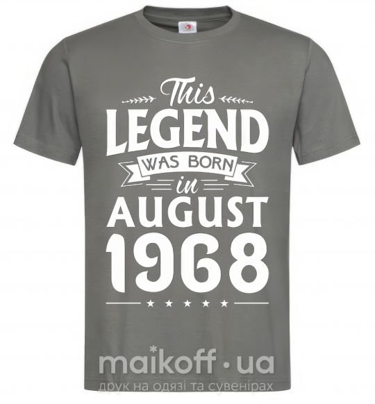 Мужская футболка This Legend was born in August 1968 Графит фото