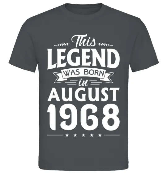 Мужская футболка This Legend was born in August 1968 Графит фото