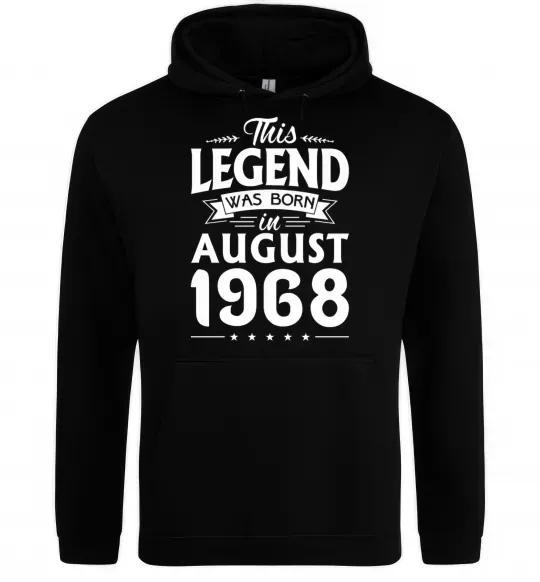 Мужская толстовка (худи) This Legend was born in August 1968 Черный фото