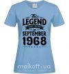 Жіноча футболка This Legend was born in September 1968 Блакитний фото