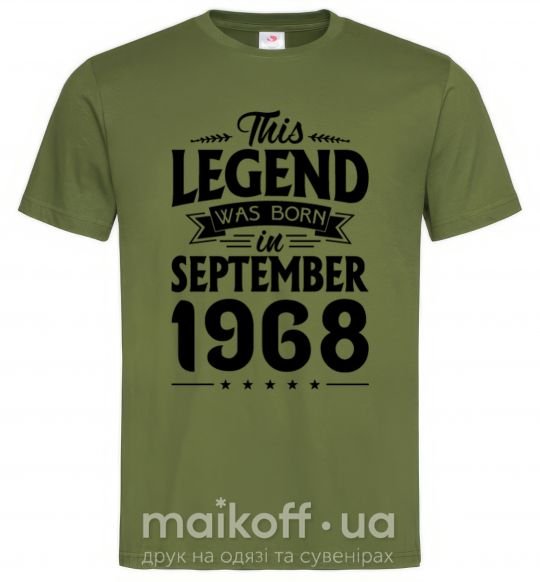 Мужская футболка This Legend was born in September 1968 Оливковый фото