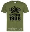 Мужская футболка This Legend was born in September 1968 Оливковый фото