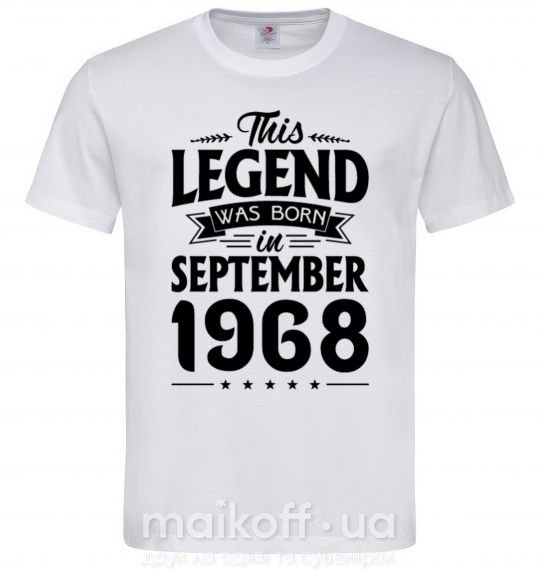 Мужская футболка This Legend was born in September 1968 Белый фото