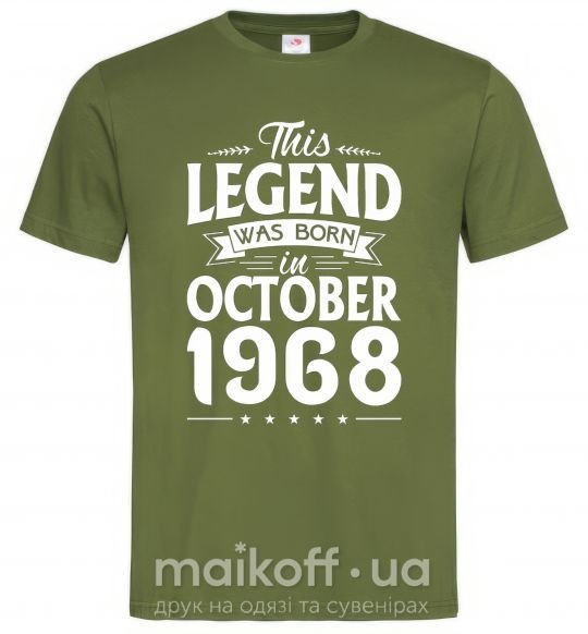 Мужская футболка This Legend was born in October 1968 Оливковый фото