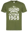 Мужская футболка This Legend was born in October 1968 Оливковый фото