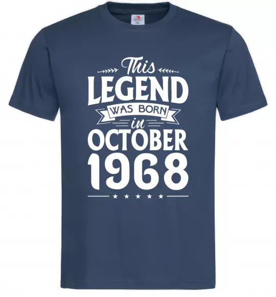 Мужская футболка This Legend was born in October 1968 Темно-синий фото