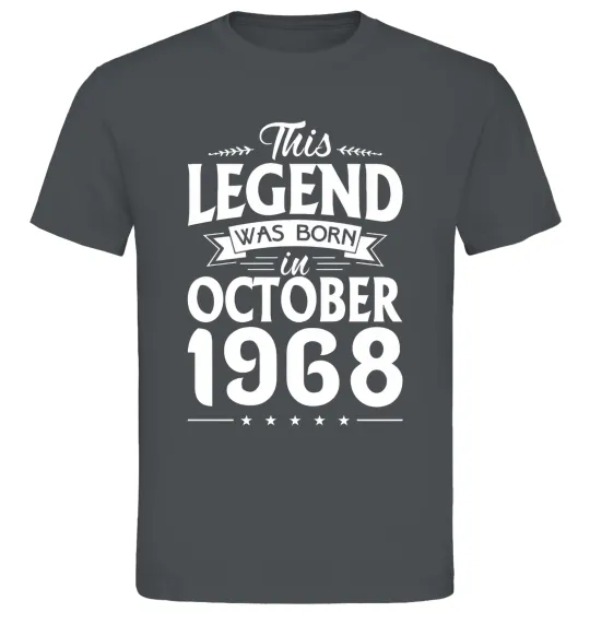 Мужская футболка This Legend was born in October 1968 Графит фото