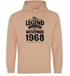 Чоловіча толстовка (худі) This Legend was born in November 1968 Пісочний фото