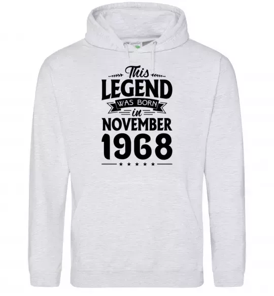 Женская толстовка (худи) This Legend was born in November 1968 Серый меланж фото