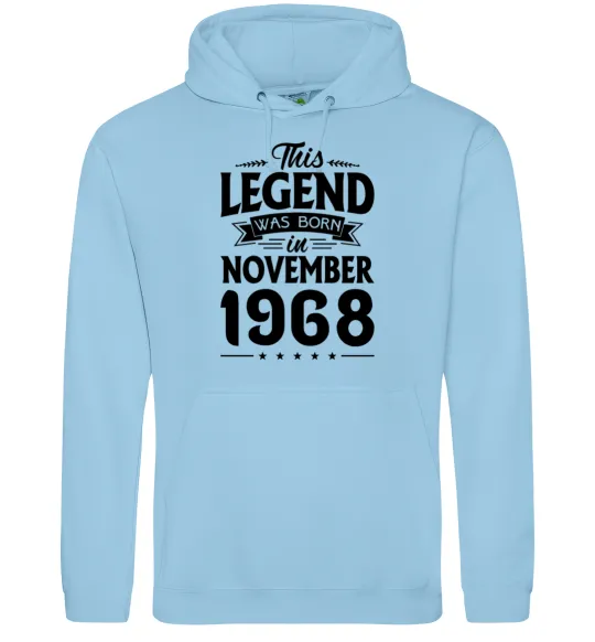 Женская толстовка (худи) This Legend was born in November 1968 Голубой фото