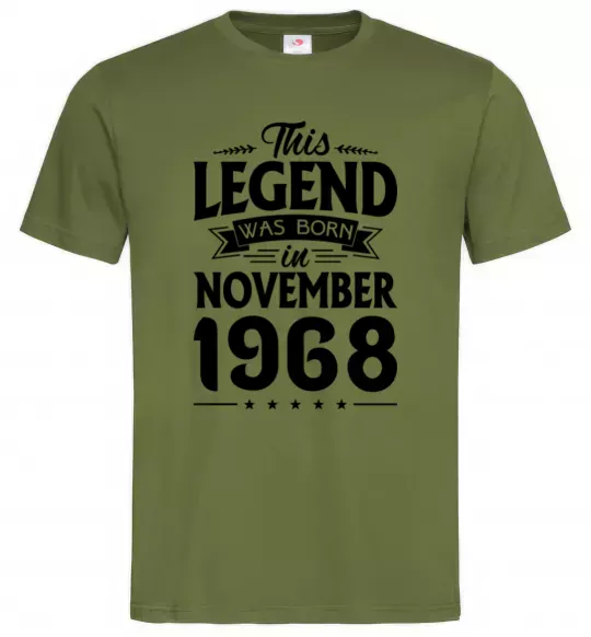 Чоловіча футболка This Legend was born in November 1968 Оливковий фото