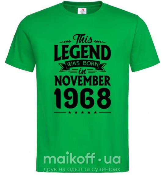 Мужская футболка This Legend was born in November 1968 Зеленый фото