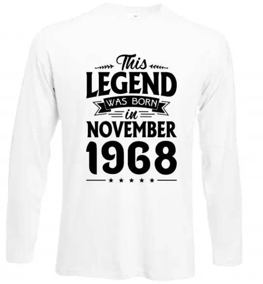 Лонгслив This Legend was born in November 1968 Белый фото