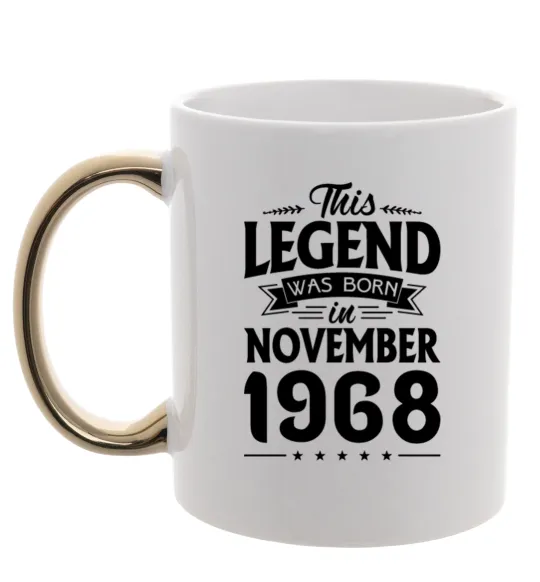 Чашка з кольоровою ручкою This Legend was born in November 1968 Золото фото