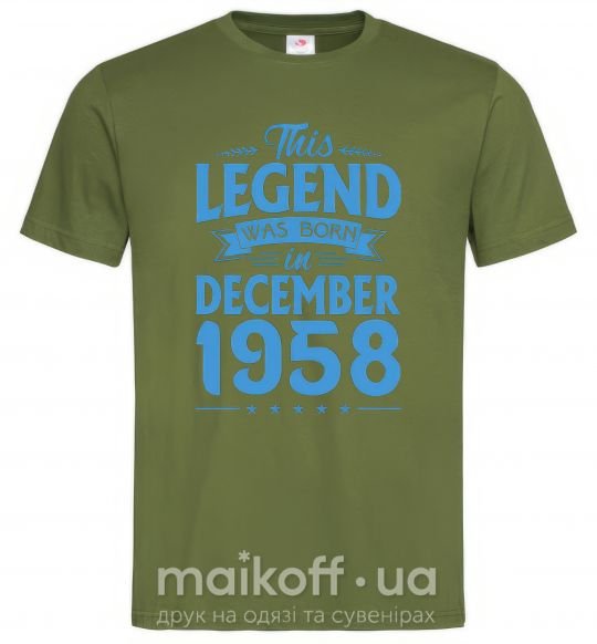 Чоловіча футболка This Legend was born in December 1958 Оливковий фото